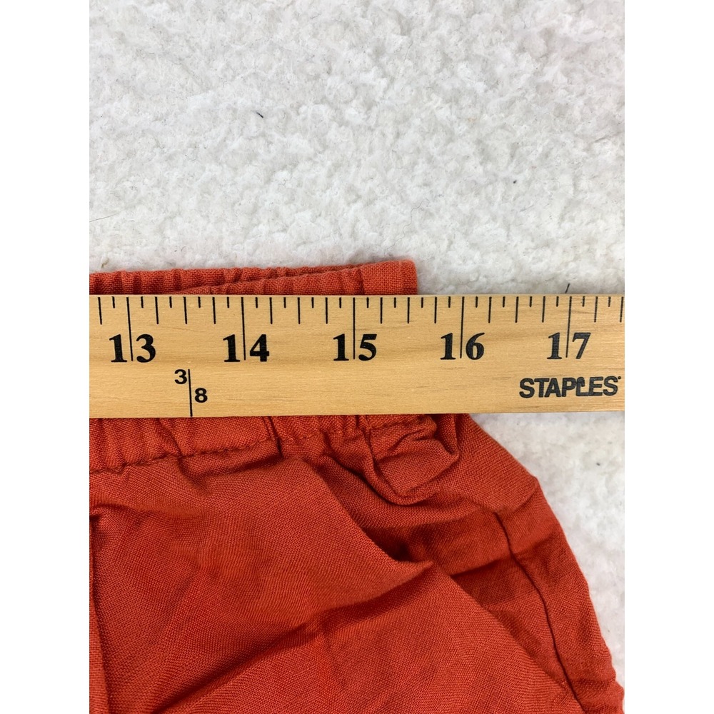 Madewell Linen-Blend Track Shorts Womens M Orange Pleated Elastic Waist Pull On - Picture 4 of 9
